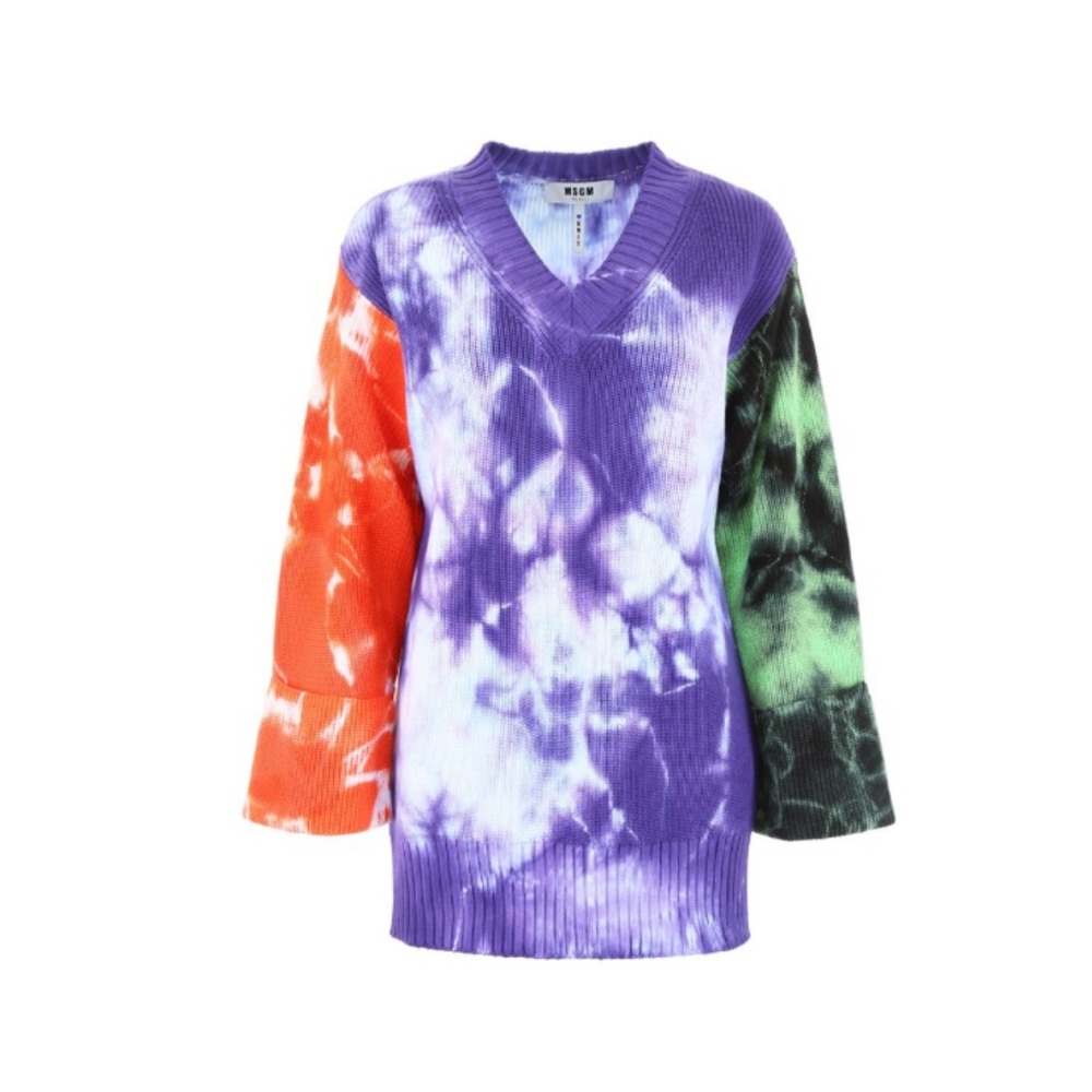 MSGM Tie Dye Sweater with contrast sleeves